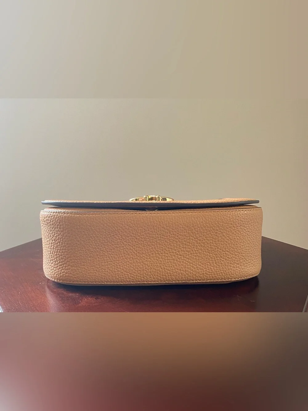 kate spade New York Tan Pebbled Leather Top-Handle Saddle Bag with Gold Hardware